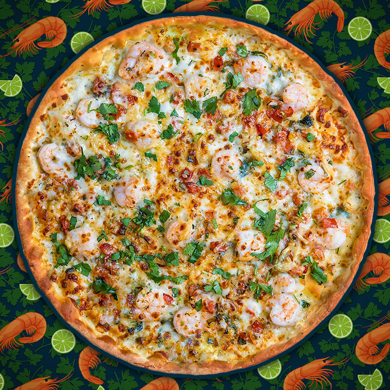 Cilantro-Lime Shrimp pizza